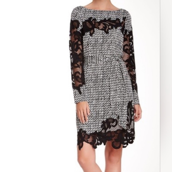 Diane Von Furstenberg Ernestina Black and White Lace Dress